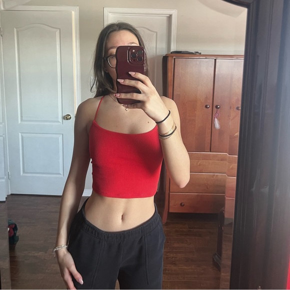 garage ribbed red crop top - Picture 4 of 4